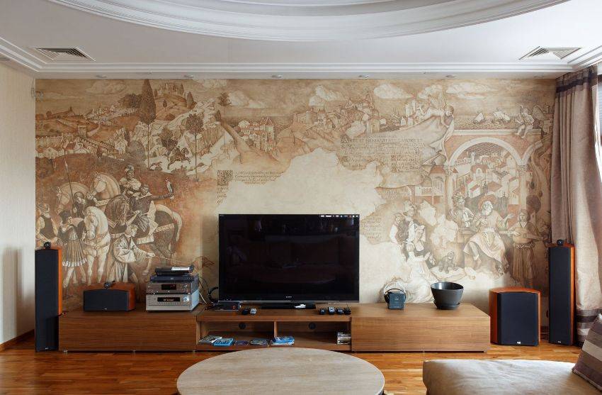 Рисунки на стенах в гостиной: 115 фото вариантов и идей, как рисовать на стенах