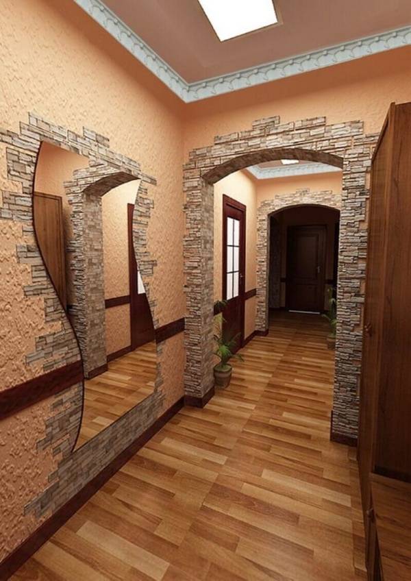 Внутренняя отделка коридора — использование декоративного камня