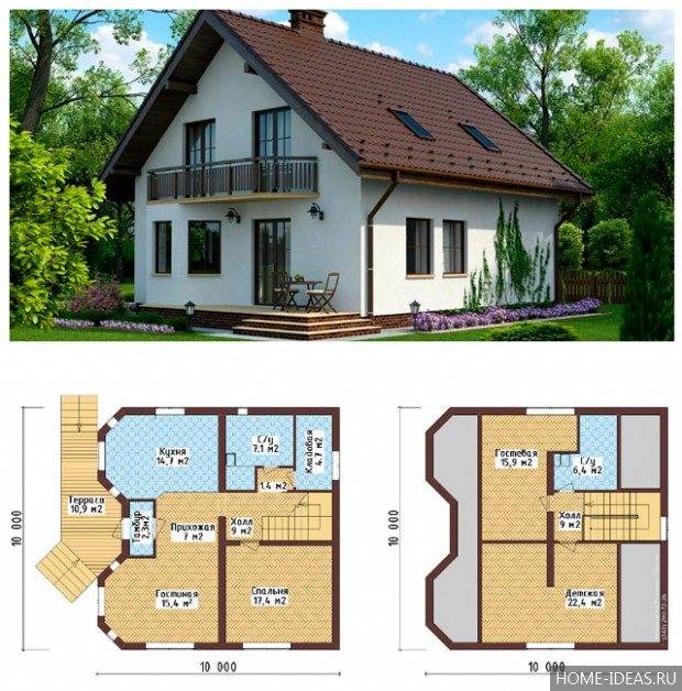 Планировка популярных домов 8х9, особенности планирования для одно- и двухэтажных проектов, а также для проектов с мансардой - 11 фото