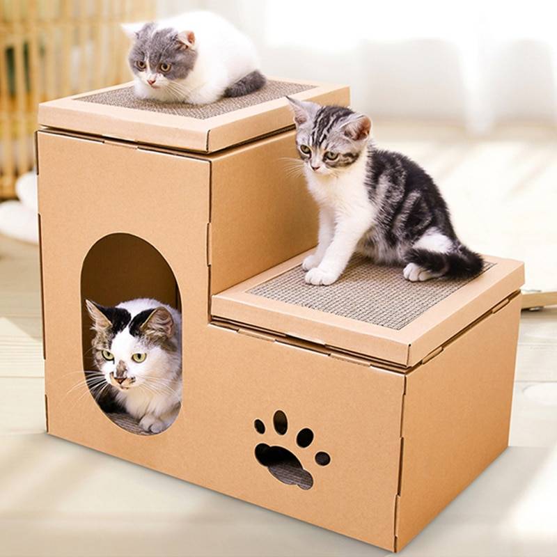 Домик для кошки из картонной коробки своими руками | ваши питомцы