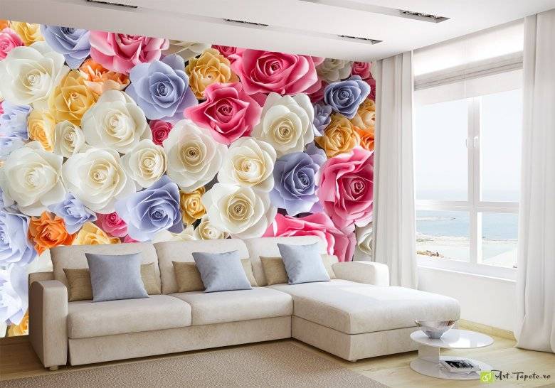 Фотообои для стен в интерьере квартиры/дома + 140 фото ярких и роскошных сочетаний в спальню, с цветами, 3д