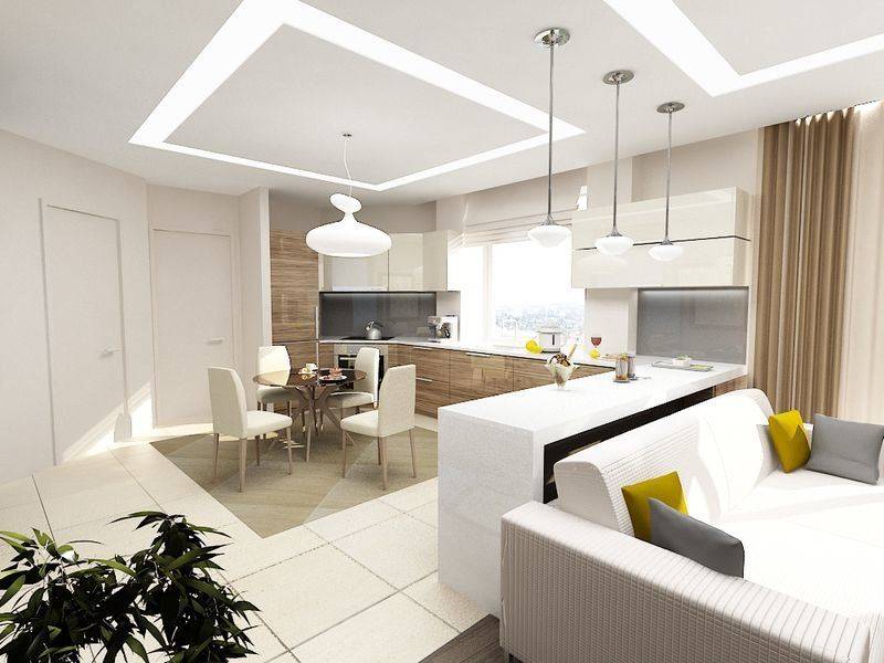 Дизайн гостиной совмещенной с кухней: 150 фото удачного дизайна интерьера (обзор самых стильных идей оформления)