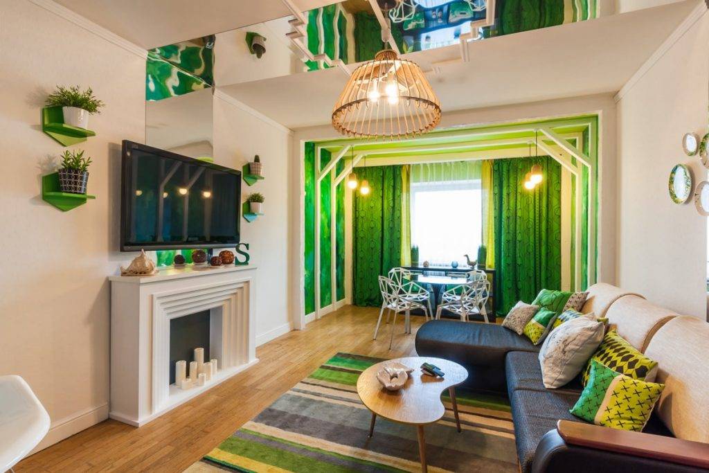 Правила оформления гостиной комнаты в зеленом цвете