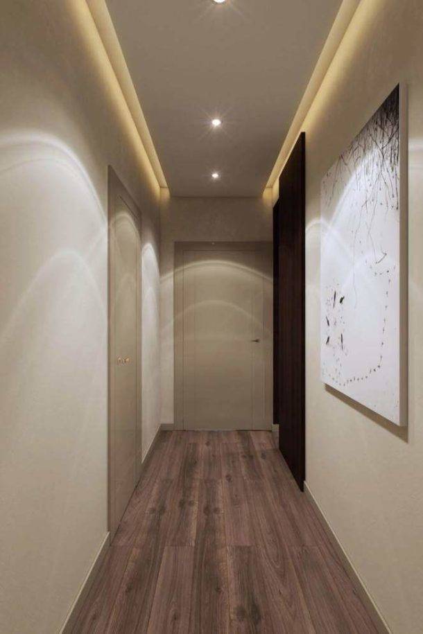 Дизайн потолка из гипсокартона в прихожей