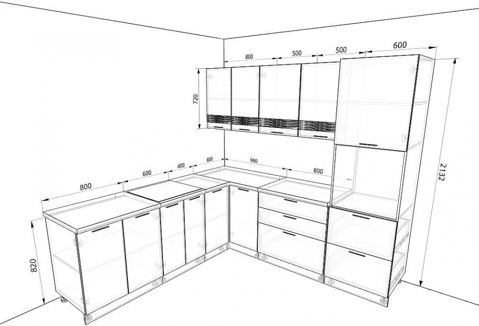 Чертежи кухонных шкафов с размерами для изготовления