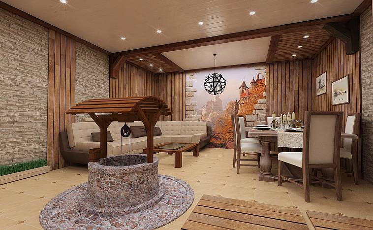 Комната отдыха в бане 3х4: дизайн интерьера в современном стиле с кухней, оформление и отделка
 - 41 фото