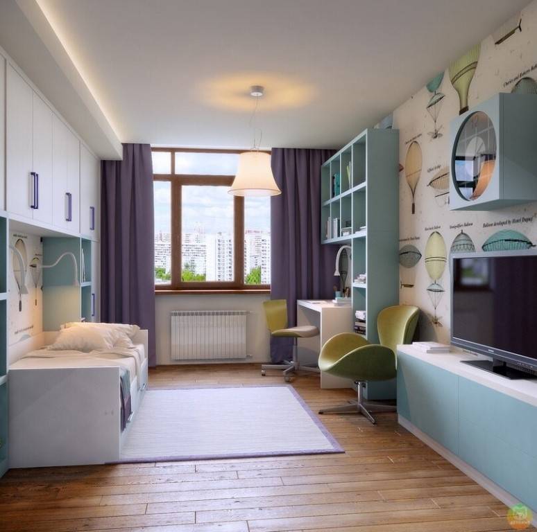 Дизайн узкой комнаты: детская и гостиная с окном в конце, как обставить прямоугольную длинную комнату 3 на 6, расставить мебель на двоих
 - 15 фото