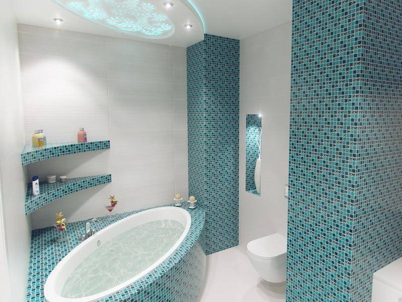 Мозаика в дизайне ванной комнаты (35 фото)