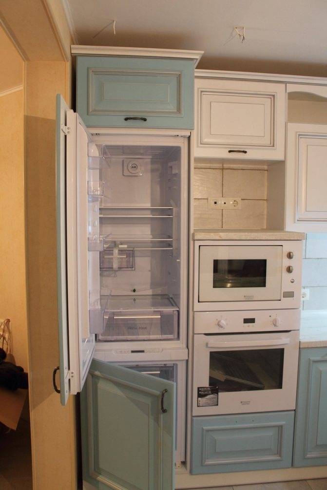 Как встроить холодильник в кухонный гарнитур | tehnofaq