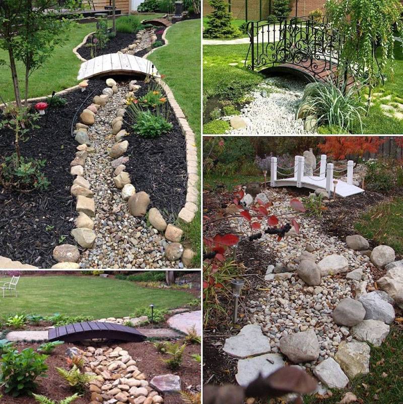 Сухой ручей (58 фото): примеры в ландшафтном дизайне на даче, устройство, оформление в саду из камней и растений, выбираем мостик