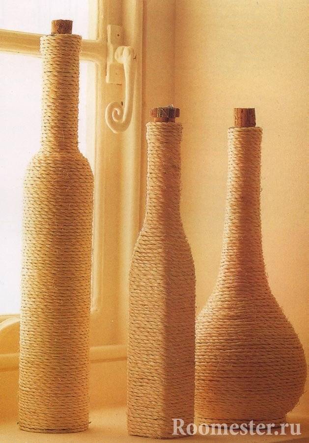 Декор бутылок - мастер-класс создания красивого украшения из бутылок и подручных материалов