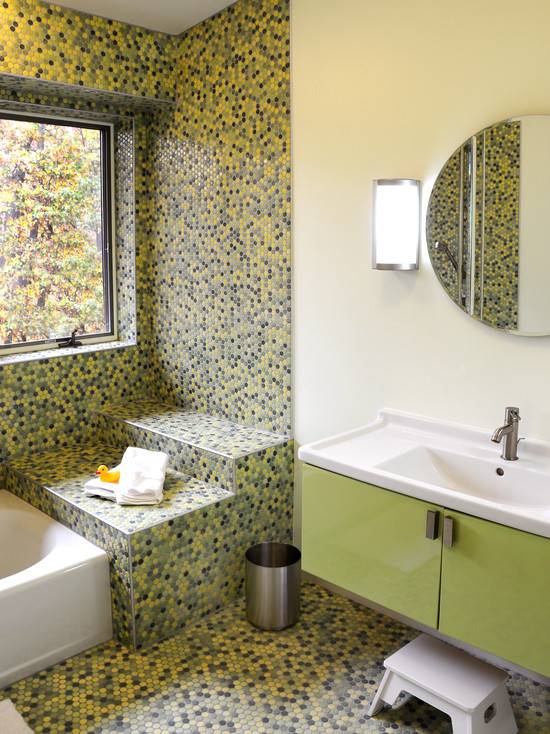 Сочетание плитки и мозаики в ванной: красивые фото готовых интерьеров