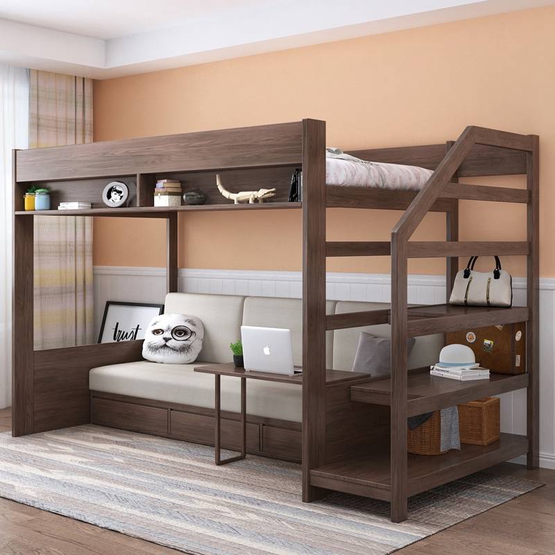 Особенности двухъярусных кроватей с диваном для детей и взрослых