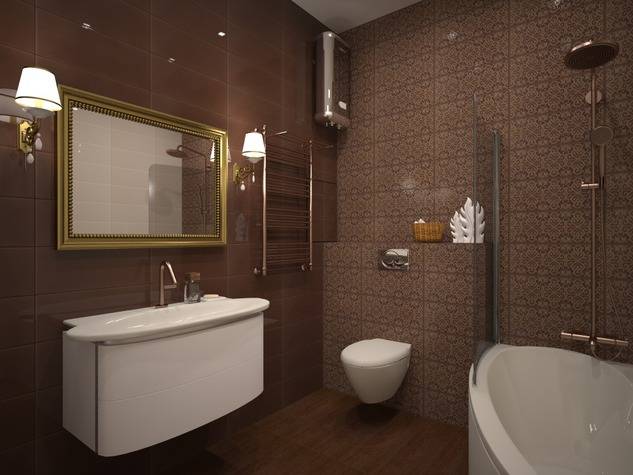Дизайн коричневой ванной комнаты: от темных тонов до кофе с молоком
