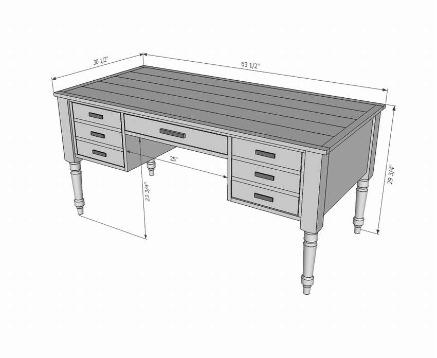 Письменный стол с ящиками размеры чертеж