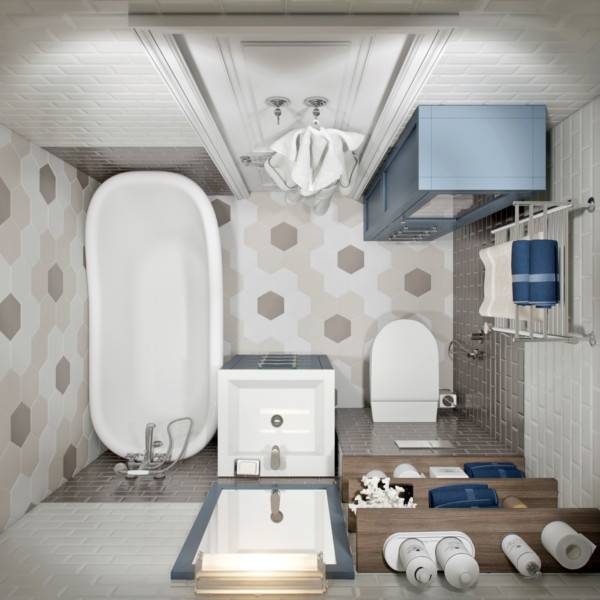 Дизайн ванной комнаты  на 4 кв. м: вместить все красиво