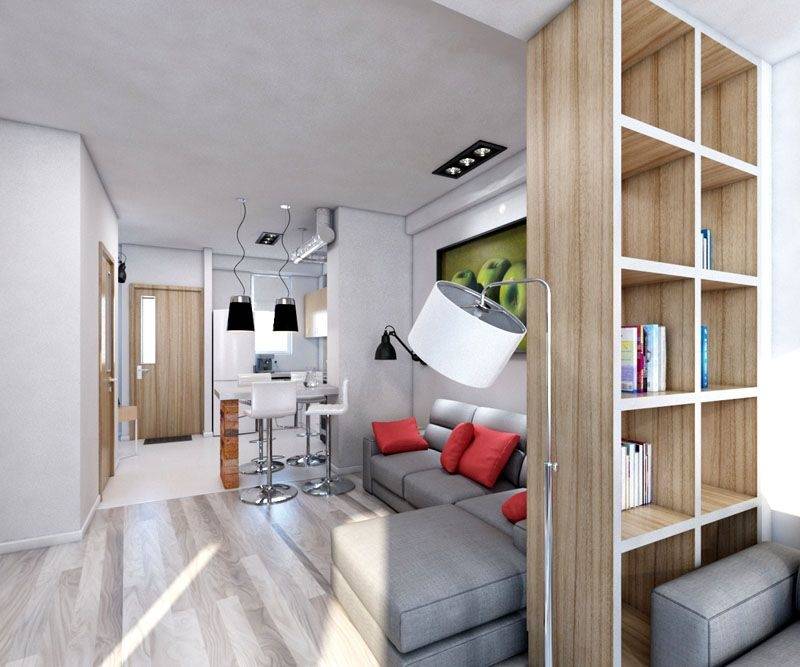 Дизайн квартиры-студии 50 кв. м (46 фото): планировка кухни и гостиной в квартире 37, 45-46 и 60 кв. м, варианты интерьера
