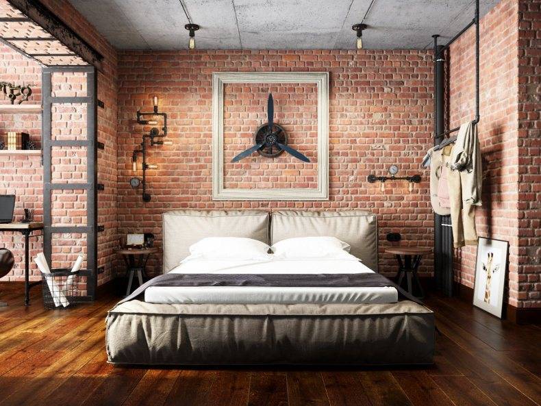 Спальня в стиле лофт: 60 фото идей, гид по дизайну