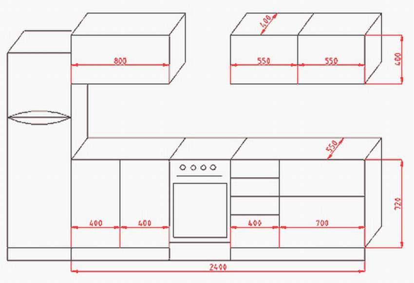 Чертежи и размеры нижних кухонных секций. кухонные базы