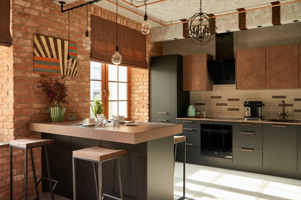 Кухня в стиле лофт: 110 фото, примеры стильных интерьеров, идеи дизайна маленьких кухонь и совмещённых с гостиной