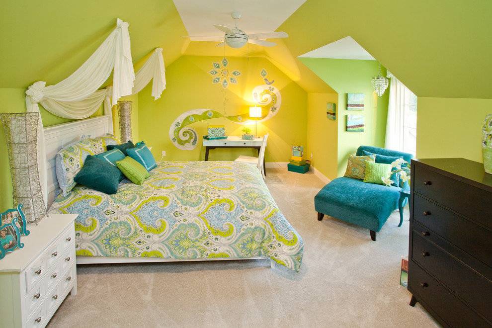 Цвет в интерьере детской комнаты, как выбрать цвет стен, стильные цветовые комбинации - 19 фото