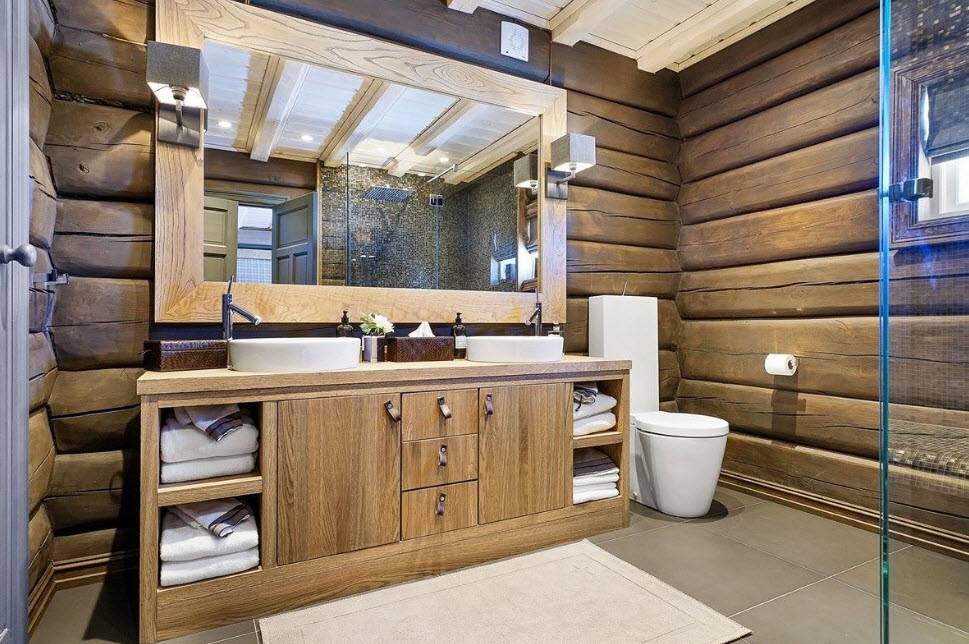 Ванная в деревянном доме: 150 фото новинок дизайна и современных идей оформления интерьера