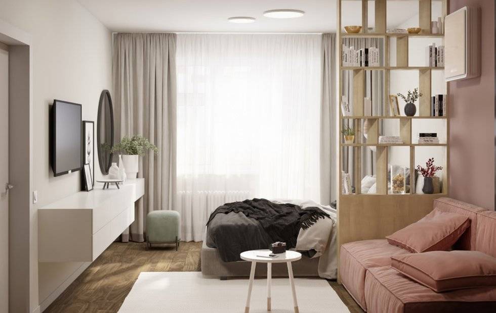 Зонирование гостиной и спальни — фото красивых примеров расстановки мебели и сочетания цветов, обзор лучших идей