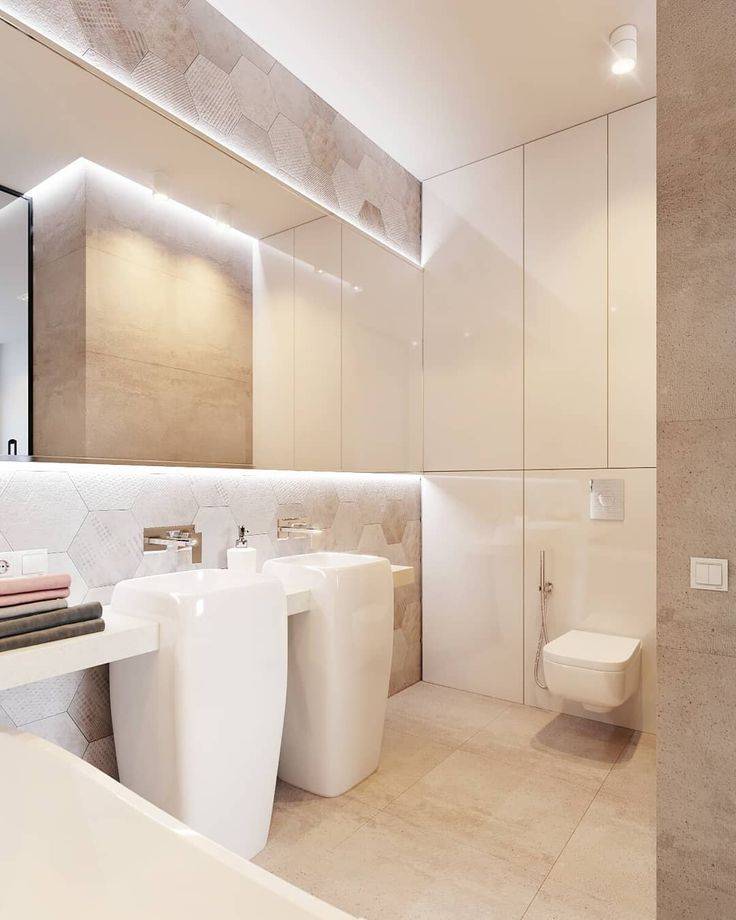 Дизайн ванной комнаты в современном стиле в светлых тонах фото