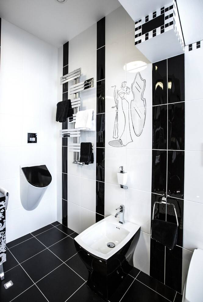 Черно-белая ванная: 120 фото идей современного оформления интерьера