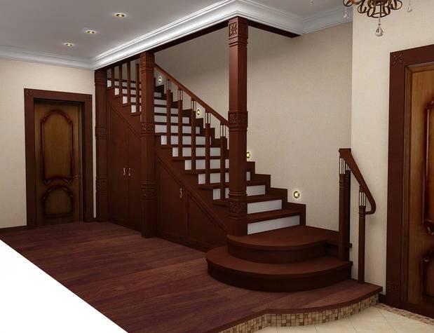 Лестница в частном доме на второй этаж — дизайн прихожей