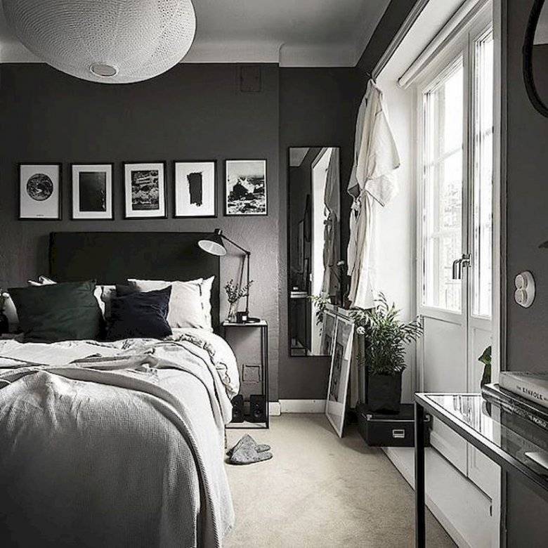 Спальня в серых тонах (103 фото): дизайн интерьера в серо-белых, серо-коричневых, серо-сиреневых и серо-черных оттенках, сочетание с синим и желтым цветом