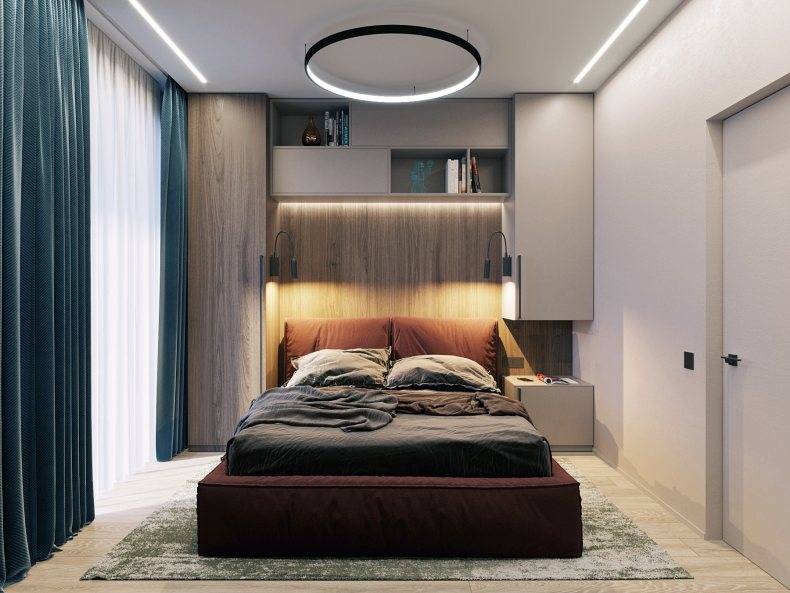 Узкая спальня — примеры красивой планировки и зонирования, фото обзор идей с описанием, какую мебель разместить