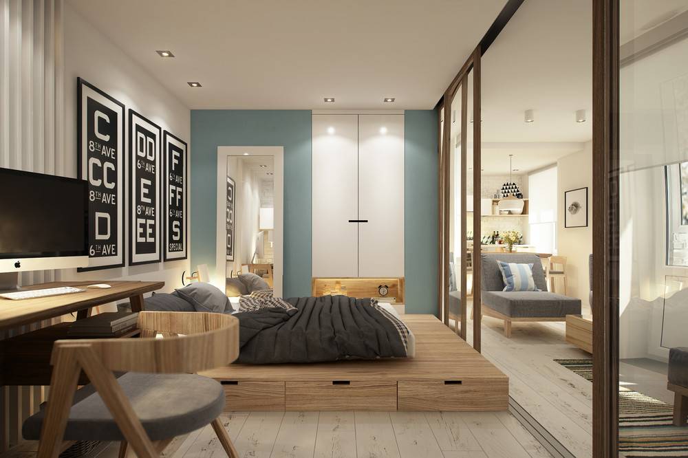 Дизайн однокомнатной квартиры (165 фото): проект ремонт 1-комнатной квартиры площадью 33 кв. м, идеи интерьера