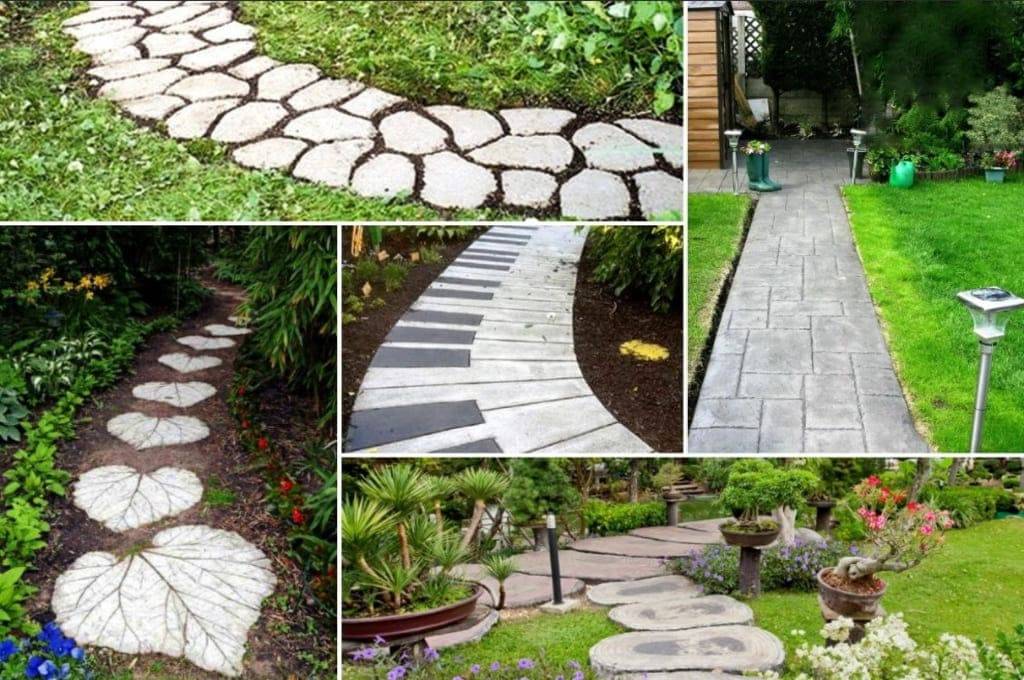 Красивые садовые дорожки из бетона: заливаем своими руками