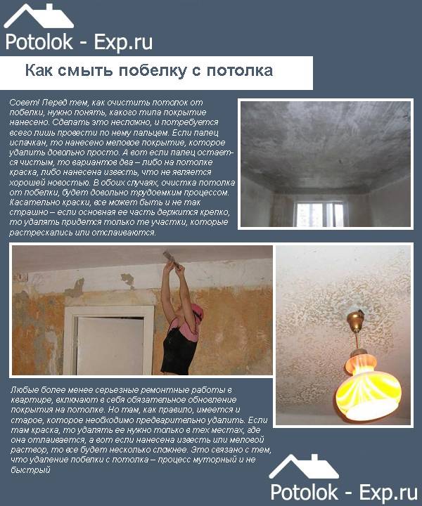 Как смыть побелку с потолка своими руками