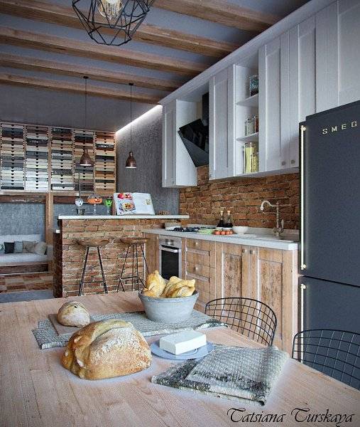 Кухня в стиле лофт: дизайн и ремонт, 100 фото-идей интерьеров