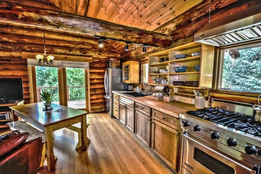Кухня в деревянном доме: фото интерьеров и советы дизайнеров