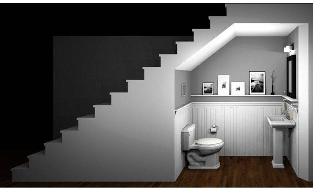 Туалет под лестницей (43 фото): размеры санузла под лестницей на второй этаж и проекты размещения под ней, варианты для деревянного дома