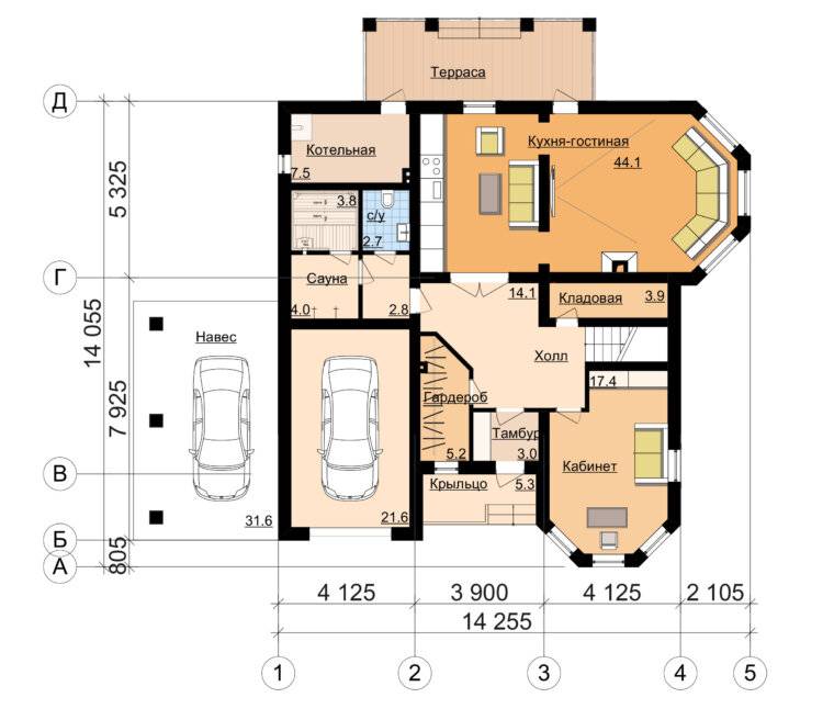 Проект дома 2 этажа с гаражом: планировка, размеры и готовые планы коттеджей с гаражом