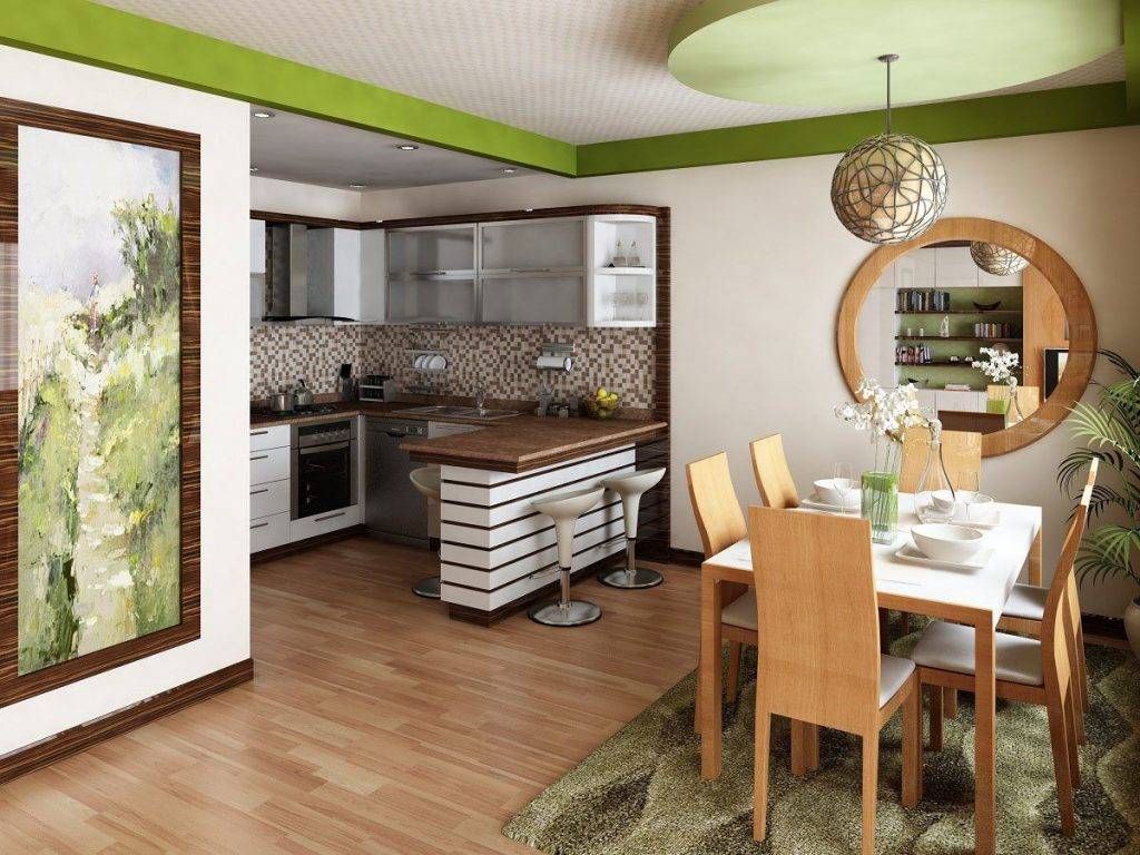 Дизайн пола в гостиной, совмещенной с кухней: примеры удачных комбинаций покрытия (10 фото)