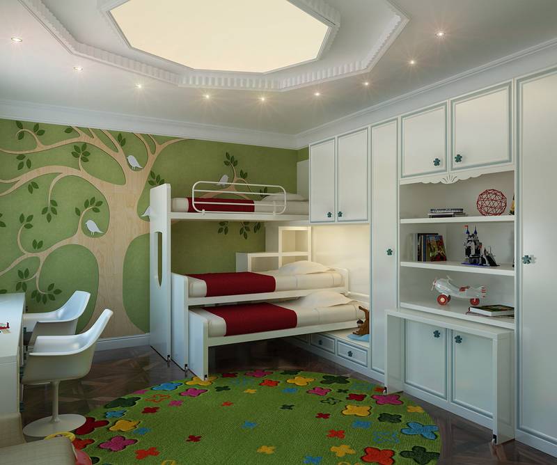 Детская комната для троих детей: зонирование, советы по обустройству, выбор мебели, освещения и декора