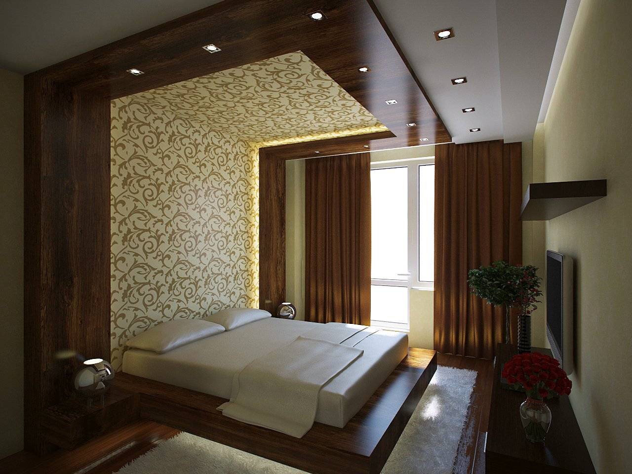 Потолок из гипсокартона в спальне: особенности, плюсы и минусы, фото