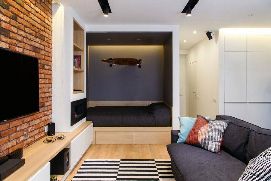 Современный интерьер однокомнатной квартиры: 205+(фото) стилей