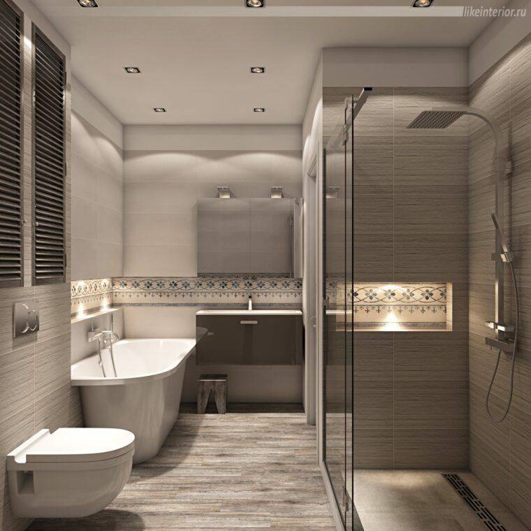 Интерьер ванной, совмещенной с туалетом - 30 реальных фото
