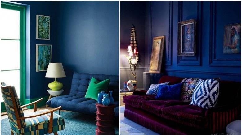 Сочетание голубого цвета с другими цветами в интерьере гостиной комнаты
 - 30 фото