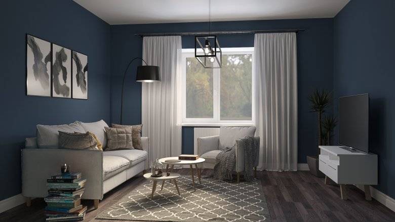 Синие обои: сочетания, дизайн, выбор штор, стиля и мебели, 80 фото в интерьере
