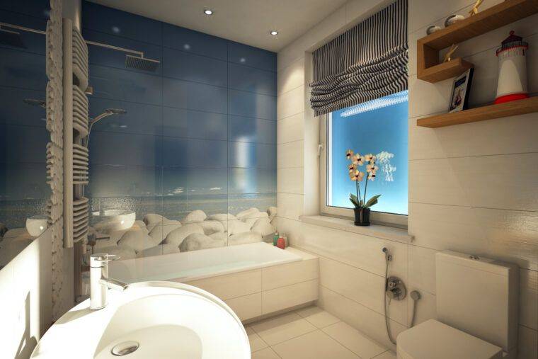 Ванная в морском стиле - идеи декора помещения