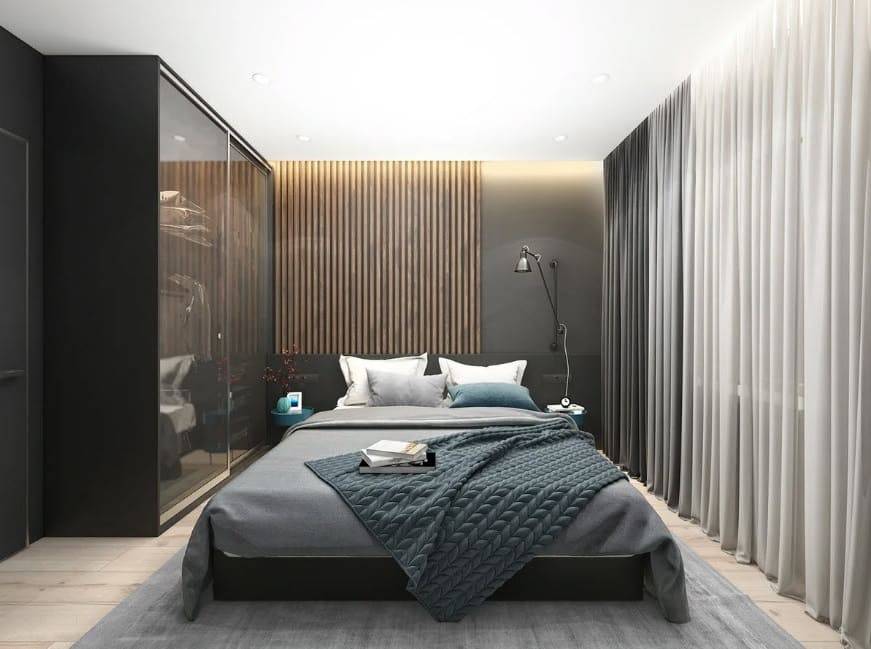 Вариации дизайна спальни для мужчин с фото