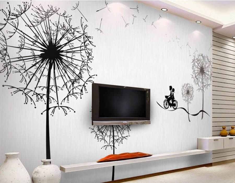 Красивые рисунки в интерьере квартиры на стене своими руками: сакура, роспись и геометрия