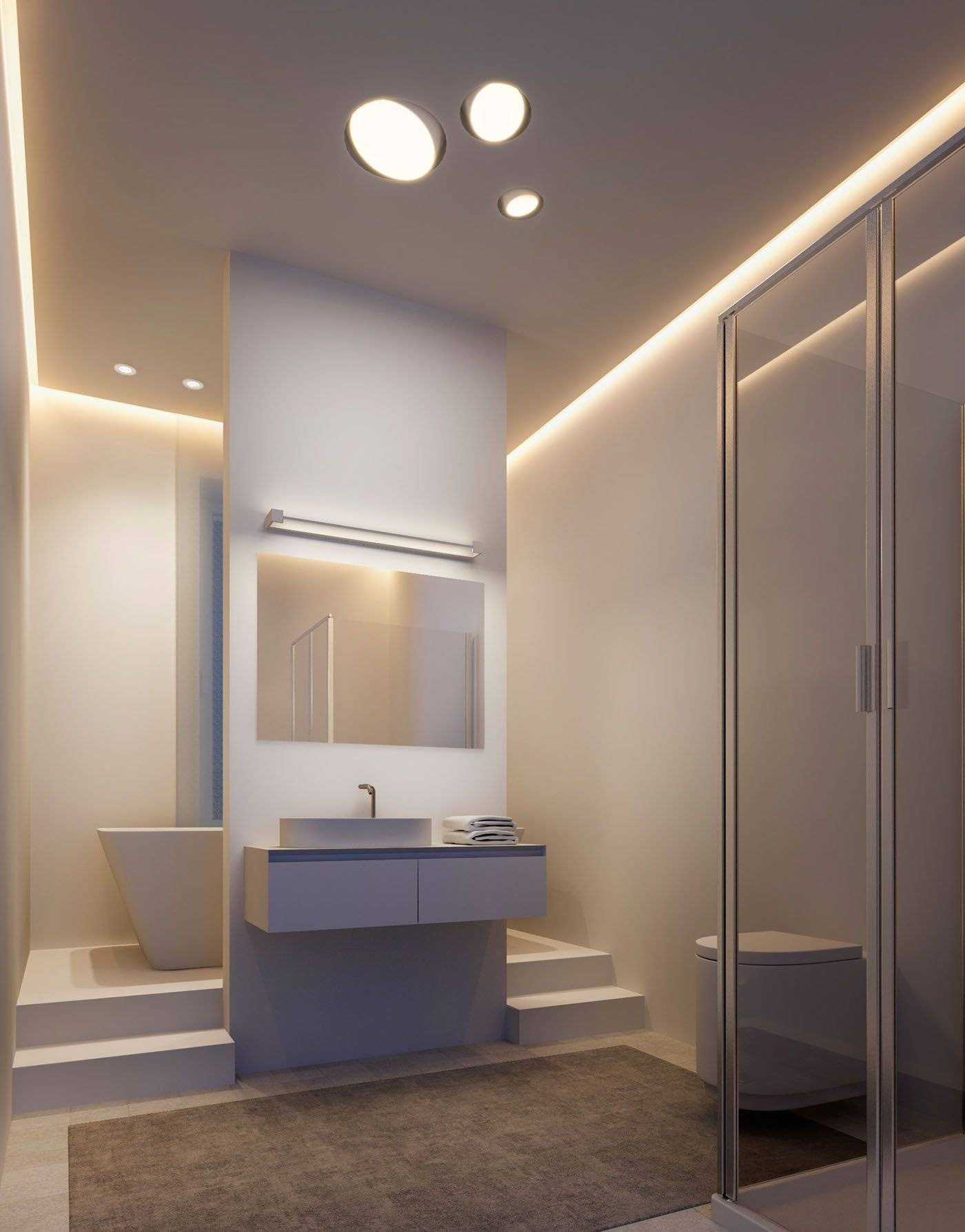 Освещение ванной комнаты, фото проектов, светильники в интерьере